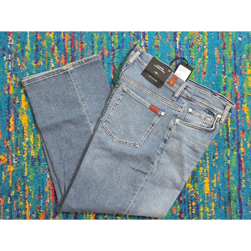 NWT 7‎ For All Mankind Stovepipe Straight Ankle Oceanside Luxe Vintage SZ 27